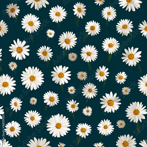 Artistic doodle style daisy pattern seamless background textiles and creative designs