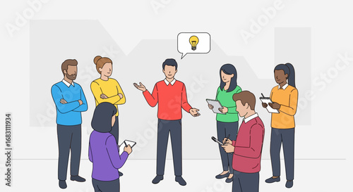 Brainstorming Session Diverse Team Sharing Ideas for Innovation