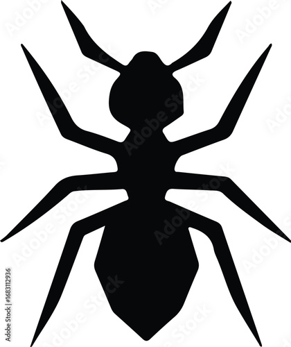 Illustrator Vector Ant minimalist black and white insect silhouette