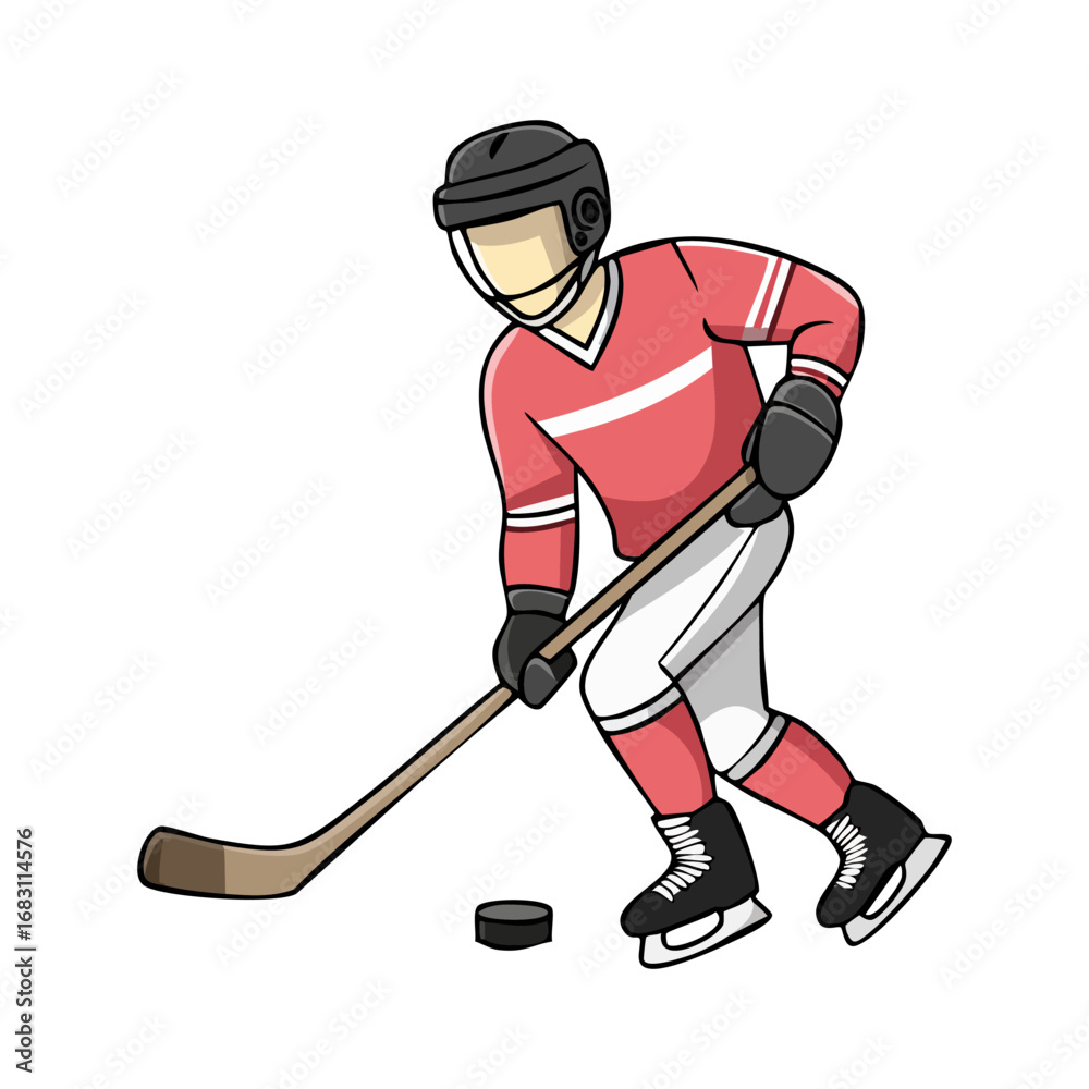Fototapeta premium Hockey player icon hand draw ai generated