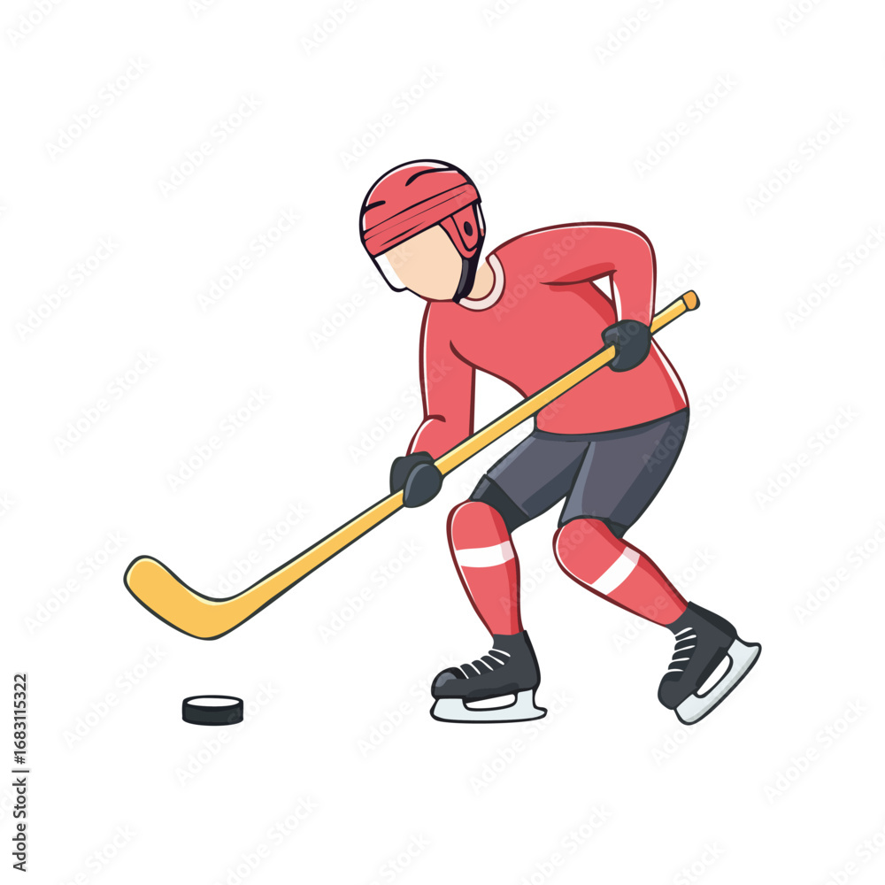 Fototapeta premium Hockey player icon hand draw ai generated