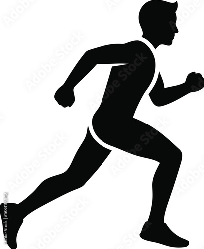 Silhouette of a runner in motion, depicting fitness, health, and the spirit of competition and athleticism