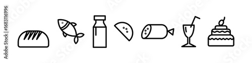 Food and Drink Outline Icon Set