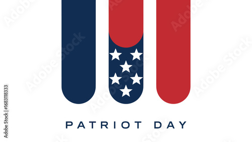 Patriot day design with blue and red stripes and stars on a white background for remembrance and honor