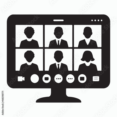 Video Conference Screen Solid Online Chat Symbol
