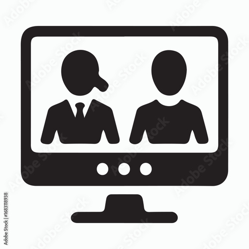 Video Conference Screen Solid Digital Meeting Icon