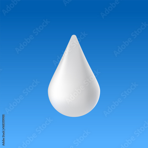 Single White Milk Drop on Blue Background - Minimalist