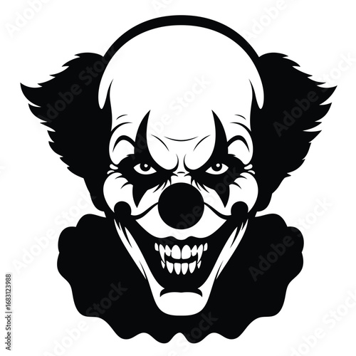 Scary clown face silhouette creepy horror