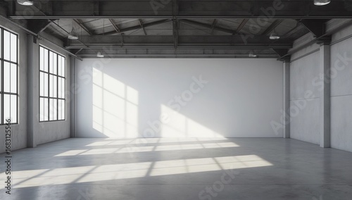 Wallpaper Mural Warehouse interior with empty banner  Torontodigital.ca