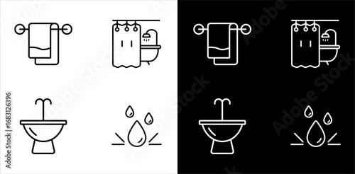Set of bathroom icons, Bathroom Improvement and Bathroom Decor. Line with editable stroke 02.eps