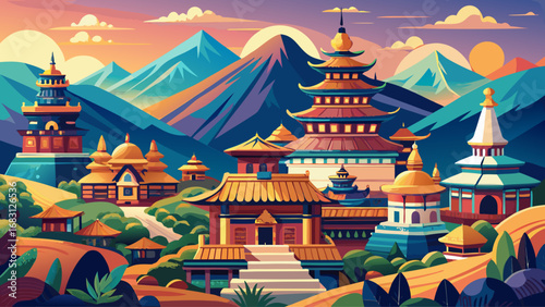 Kathmandu Valley in Nepal showcases majestic temples, palace squares, golden stupas, and vibrant artistry where traditional architecture harmonizes with sacred spiritual landscapes amidst the Himalaya