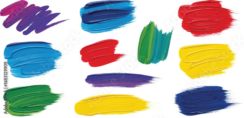Vector Vibrant Abstract Paint Brush Strokes Collection - Dynamic Artistic Swatches for Creative Design