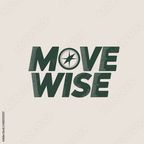 Move wise logo with compass symbol representing direction guidance and smart decisions in business and life
