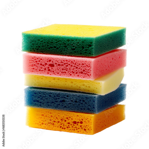 Vibrant Multi-Purpose Sponges Stacked Brightly for Cleaning Supplies