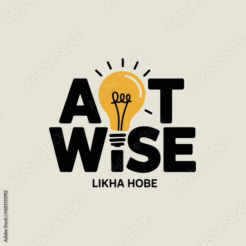 Creative concept logo featuring a glowing light bulb illuminating the letters a t and w i s e symbolizing innovation inspiration and bright ideas