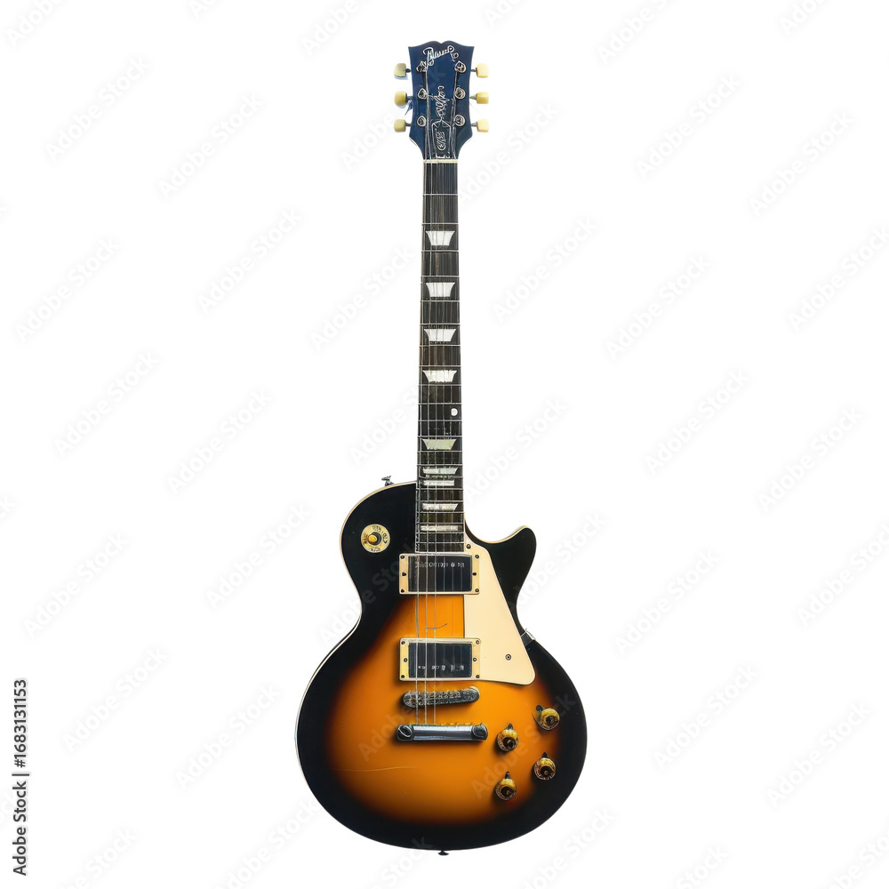 Naklejka premium Electric guitar sunburst finish studio shot close up