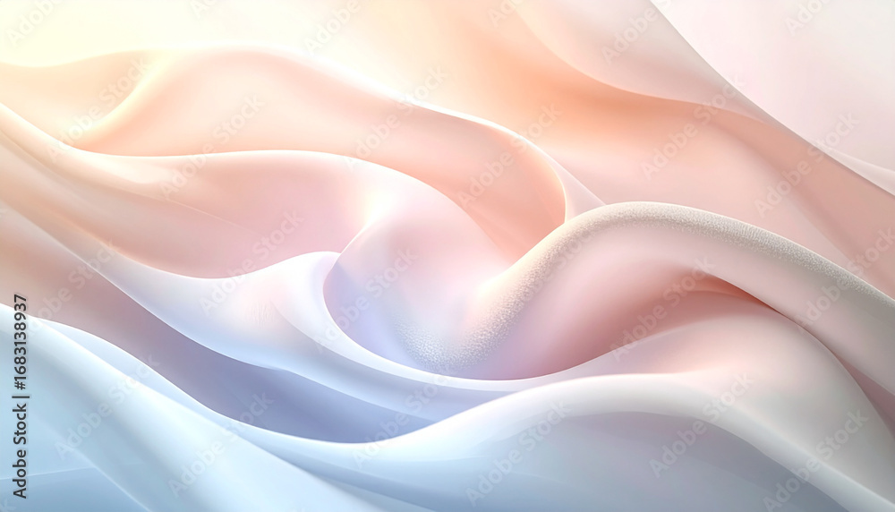 Fototapeta premium Dreamy abstract wallpaper with flowing lines and gentle curves in a soft pastel palette, creating a tranquil and modern digital art background