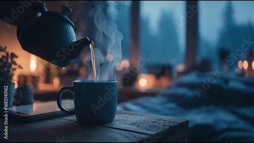 Cozy evening tea time