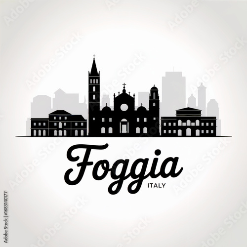 Photos Foggia Italy Skyline Silhouette — Historic Apulia City Vector Illustration