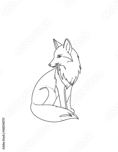 Simple line drawing of a fox