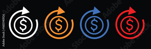 Refund line icon vector set. refund money icon thin flat sign  design vector sign symbol,