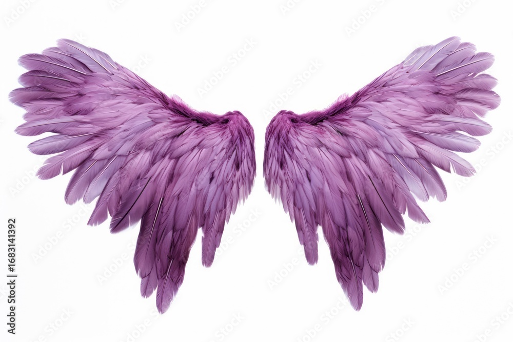 Fototapeta premium Purple wings angel bird white background.