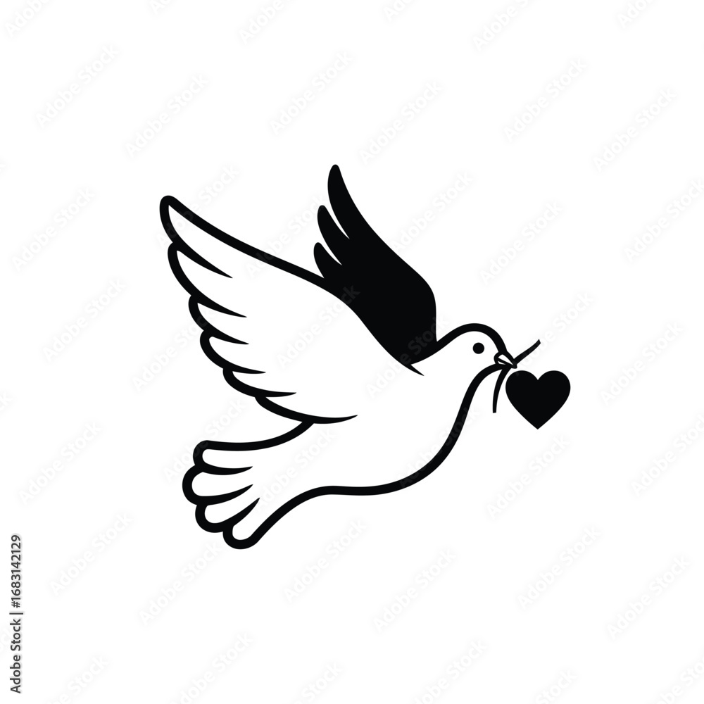 Obraz premium Dove carrying heart icon bird love