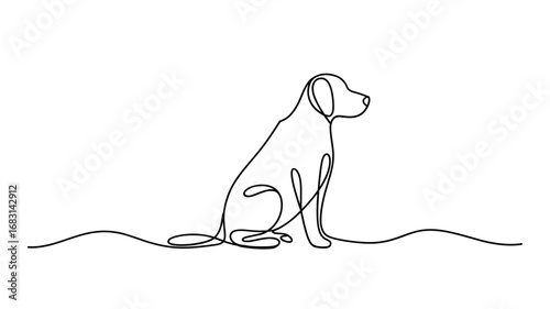 Dog Sitting Continuous One Line Drawing Vector Illustration