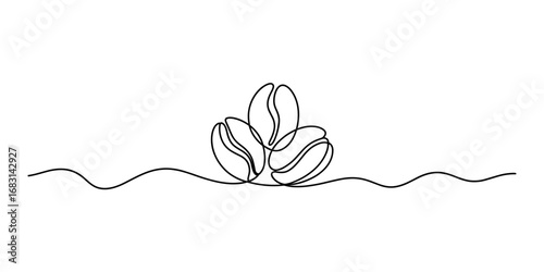 Coffee Beans Continuous One Line Drawing Vector Illustration