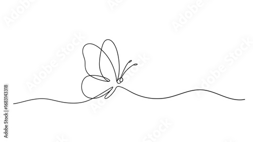 Butterfly Continuous One Line Drawing Vector Illustration