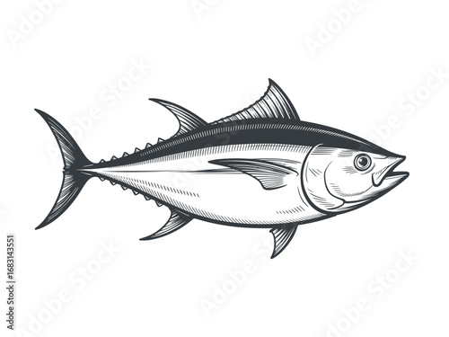 Vintage Engraving of Tuna Fish vector Illustration