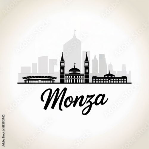 Monza Italt Skyline Silhouette — Lombardy City and Racing Capital Vector Illustration
