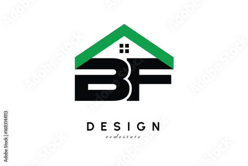 BF Letter Logo – Green Roof House Monogram for Real Estate & Home Branding