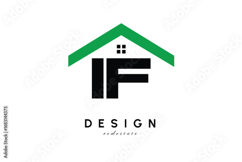 IF Letter Logo – Green Roof House Monogram for Real Estate & Home Branding