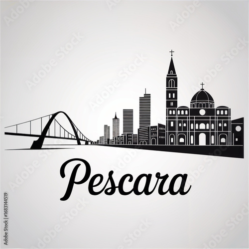 Pescara Italy Skyline Silhouette — Adriatic Coastal City Vector Illustration