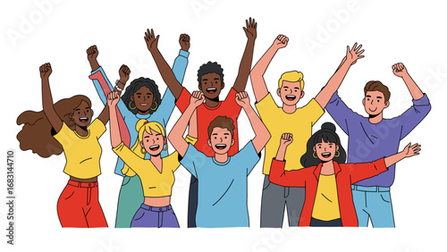 Diverse Group of Happy People Celebrating Success Together