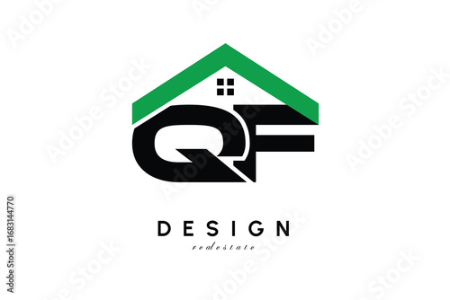 QF Letter Logo – Green Roof House Monogram for Real Estate & Home Branding