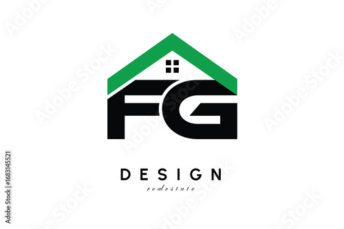 FG Letter Logo – Green Roof House Monogram for Real Estate & Home Branding