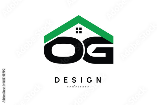 OG Letter Logo – Green Roof House Monogram for Real Estate & Home Branding