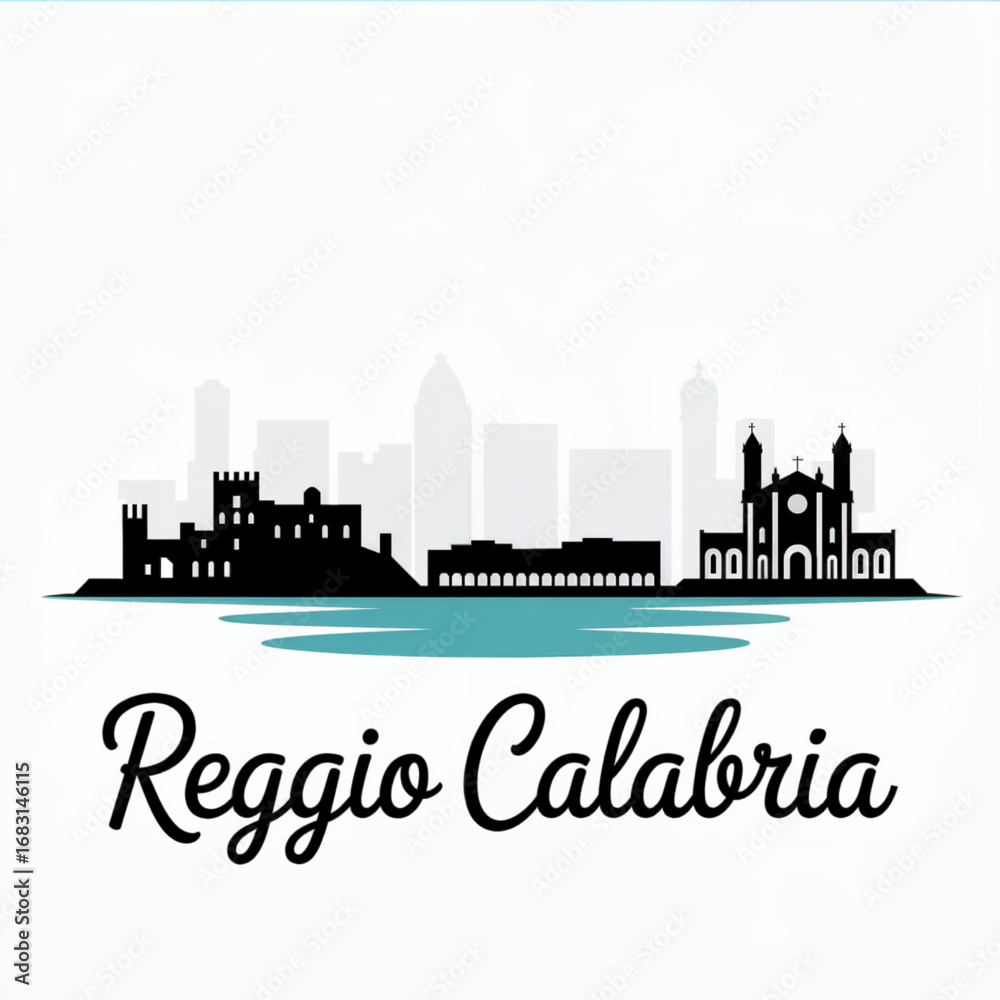 Fototapeta premium Reggio Calabria Italy Skyline Silhouette — Coastal City of Southern Italy Vector Illustration