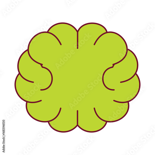 Stylized green brain icon for intelligence and creativity.Modern line art brain symbol for psychology and mind concepts.