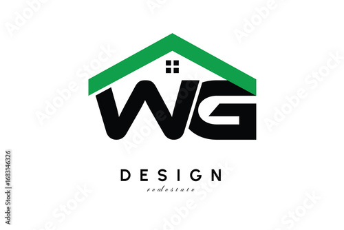 WG Letter Logo – Green Roof House Monogram for Real Estate & Home Branding