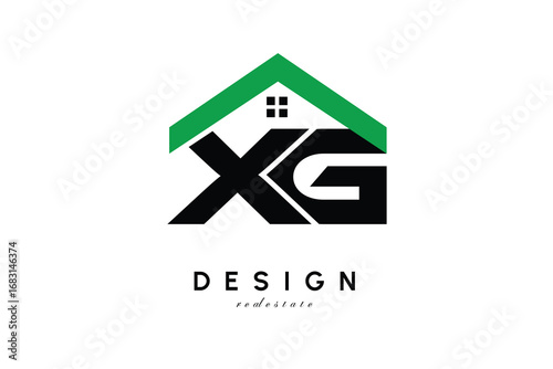 XG Letter Logo – Green Roof House Monogram for Real Estate & Home Branding