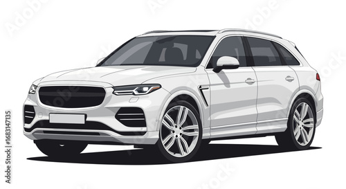 Elegant white suv illustration isolated, showcasing modern automotive design