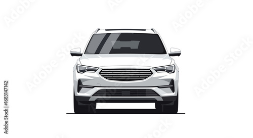 Front view illustration showcasing a white modern sport utility vehicle