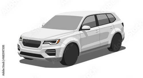 Isolated white suv illustration emphasizing a vehicle's design and style