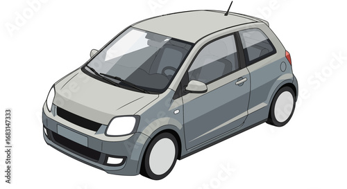 Modern compact hatchback car illustration offering transportation solutions