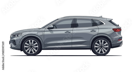 Modern electric crossover illustration showcases cutting-edge design, sleek lines