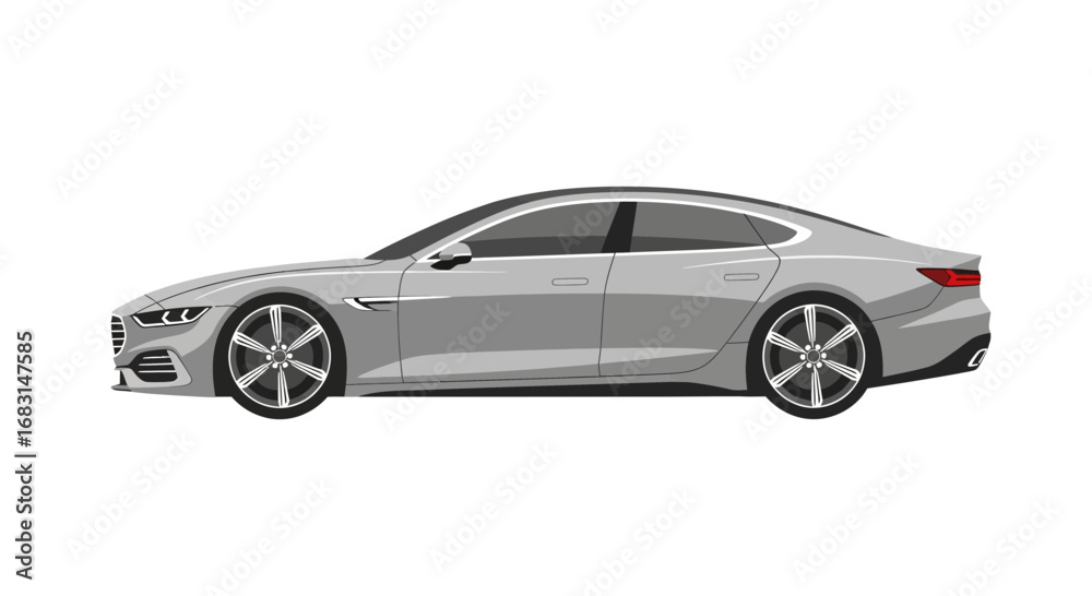 Obraz premium Sleek and Modern Sedan Automobile Illustration on White Background