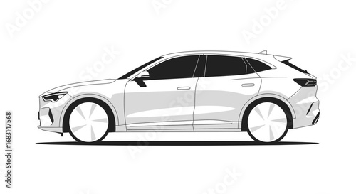 Sleek and Modern Car Illustration with Streamlined Design Aesthetics